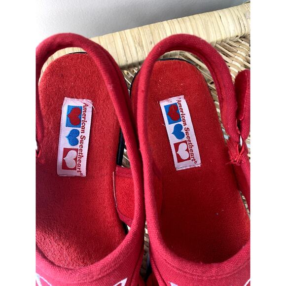 American Sweetheart Cherry Red Canvas Womens Sandals  Sz 8 - Picture 8 of 9